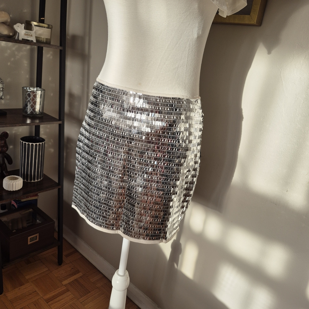 PrettyLittleThing Silver Sequin Pencil Skirt